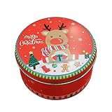 Hearthxy Weihnachten Gebäckdosen Rund Klein Weihnachtsmotiv Plätzchendosen Dosen Metall Keksdose Runde Weihnachtsdosen Geschenkbox Sparschwein Geschenkdose Teedose Plätzchendose Süßigkeiten S