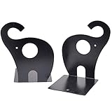 HJHJ buchstützen dekorativ Niedliche Elefanten Buchstützen 1 Paar Art Nonskid Book Ends hohl Buchstütze Design Eisen Buch Stopper für Kinder Studenten (Color : Elephant Black)