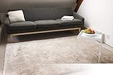 Exklusiver Hochflor Shaggy Teppich Satin beige/Creme 140x200 cm - edler, seidig glänzender Tepp