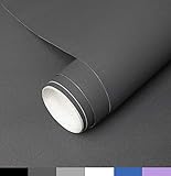 Homease Klebefolie Möbel Selbstklebende, 5 x 0.6 M PVC Selbstklebende Tapete Dunkelgrau Matte, verdickt wasserdicht Möbelfolie, Dekofolie für Küchen Schränken Wand Tischp