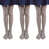 EVERSWE Microfaser 40 DEN Kinder Strumpfhose für Mädchen 3er Pack (Grau, 8-10)