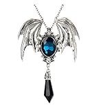 Gothic-Anhänger Halskette Halloween Retro Halskette Fledermaus Flügel Form Inlays Edelstein Choker Halloween Kostüm Schmuck für Party B