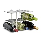 Relaxdays Weinregal Edelstahl für 9 Flaschen, Modernes Metall Design, Flaschenregal stehend, HBT 22 x 27 x 16,5 cm, silb