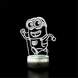 3D-Lampe, optische Täuschung, Nachtlicht, Minions, 4 Jahre altes Mädchen, Geschenke, Anime-Tischlampe mit Fernbedienung, Kinderzimmer-Dek