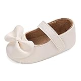LACOFIA Baby Mädchen Krabbelschuhe Kleinkind rutschfest Bowknot Prinzessin Ballerinas Mary Jane Schuhe Weiß 12-18 Monate ( Hersteller Größe: 3)