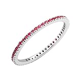 Miore Damen-Ring 9 Karat (375) Weißgold Rubin - 56 (17.8)