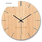 Z-SEAT Wanduhr Wohnzimmer Holz Wanduhr Home Mute Quarzuhr Runde Wanduhr Schlafzimmer Büro Holz 12/14 Zoll Wanddek