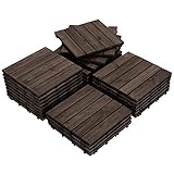 Yaheetech 27er Set Holzfliesen Terrassenfliesen Balkonfliesen Set Bodenbelag mit Drainage Klickfliesen 30x30cm wetterfest, leicht verlegbar, ca. 2,6 m² pro Set, schw