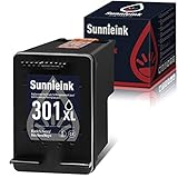 Sunnieink 301XL Wiederaufbereitete Tintenpatrone für HP 301 XL Schwarz Verwendung in DeskJet 2540 2050 1050 3050 1510 2544 3050a 1512 2510 Envy 5530 4500 5532 4502 4507 OfficeJet 4630 2542 2620(1Pack)