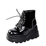 Zarupeng Plateau Boots Stiefeletten Damen Absatz Damen Gothic High Heels Stiefel Blockabsatz Stiefeletten Plateau Kniehohe Schuhe Reiterstiefel Schuhe Runde Zehen Halblange Stiefel Winter Und Herb