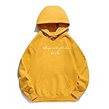 Frauen Hoodie Let It Be Letter Gedruckt Hoodies Frauen Fleece Langarm Lose Sweatshirt mit Hut Mädchen Pullover Herbst Winter Gr. M, Orang
