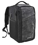 Cabin Max Manhattn Stowaway XL - Ryanair Handgepäck 20 Liter Schultertasche 40 x 20 x 25 cm abschließbarer Rucksack mit Organisationsfach und nützlichem Tablet Facha (Schwarzes Recyceltes Material)