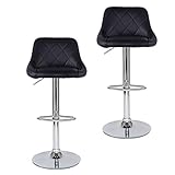 dibea Barhocker 2er-Set Kunstleder Barstuhl 360° drehbar höhenverstellbar Schwarz Modell 3