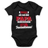 Shirtracer Statement Sprüche Baby - Egal wie Cool Dein Papa meiner ist Feuerwehrmann - 1/3 Monate - Schwarz - Baby Junge Feuerwehr - BZ10 - Baby Body Kurzarm für Jungen und M