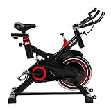 AsVIVA Indoorcycle Speedbike S11 mit 18kg Schwungmasse schwarz, inkl. Fitnesscomputer, Komfortsattel, Handpulssensoren, Speedbike mit leisem Riemenantrieb - kompak