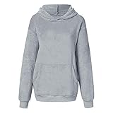 Deloito Damen Plüsch Pulli mit Kapuze: Plüsch Oberteile Fleece Pullover Flauschig Fleecepulli Lässig Plüsch Hoodie mit Kapuze Warme Kapuzenpullover Flauschig Teddy Fleece Sweatshirt Lang