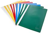 Idena 307007 - Schnellhefter für DIN A4, aus Kunststoff, 10 Stück, 5 Farben, 2 x blau/weiß/gelb/grün/