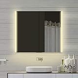 Lux-aqua Alu LED Beleuchtung Badezimmerschrank Badschrank Kaltweiß Warmweiß LLC80X70DP, Silb