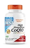 Doctor's Best High Absorption CoQ10 mit Bioperine (Coenzym Q10), 400mg, 180 vegane Kapseln, Laborgeprüft, Glutenfrei, Sojafrei, Veg