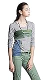 SİDEER 2021 Spring and Autumn Tops Women's Tie-Dye Hit Color Long-Sleeved Gray Smudge Print T-Shirt, grau, XS