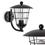 Außenwandleuchte Sonvil, klassische Wandlampe aus Metall in Schwarz und transparenten Kunststoff, 1-flammige Außenleuchte für die Terrasse, 1 x E27 max. 60 Watt, für LED Leuchtmittel geeig