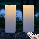 10cm X 25cm Outdoor Stück LED im Freien Wasserdichte Kerzen, Batteriebetriebene Plastikkerze mit Fernbedienung/Timer-Funktion (Warmweißes Licht) - 2er-S