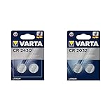 Varta 2965 Knopfzelle Lithium 6430 CR 2430 & CR2032 Lithium Knopfzellen 3V Batterie in Original Blisterverpackung, 2er Pack