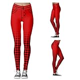 Dorical Bunte Strumpfhose Lange Leggings Weihnachten Muster Skinny Schlupfhose Kompressionsleggings Lang Elegant Blickdicht Laufhose Yoga Hose Sweatp