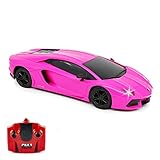 CMJ RC Cars Lamborghini Aventador Pink LP700-4 Offiziell Lizenziertes ferngesteuertes Auto im Maßstab 1:24 Arbeitsscheinwerfer 2,4 GHz (Rosa)