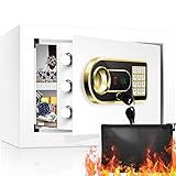 22L White Gold Safe Tresor mit Feuerfeste und Wasserdichte Dokumententasche,Mini Digital Heimtresor mit Dreifacher Verriegelung,Möbel Tresor für Bargeld Schmuck Dokumente Medik