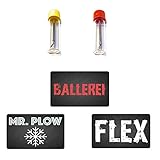 Baller-Fläschchen mit Teleskoplöffel &'BALLEREI' & „FLEX“ & „MR. PLOW“ Karte für Schnupftabak | Schnupfset | Glas Dosierer | Portionierer | Spender | Sniff Snuff (2er Pack)