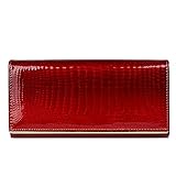 Portemonnaie Damen Echtes Leder Damen Geldbörse Geldbörse Krokodilleder Brieftasche18,5X9,5Cm R