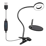 Anpro LED Klemmleuchte Schwanenhals Klemmleuchte, Clip Tischlampe 3 Modi & 10 Dimmstufen für Bett Schreibtisch Büro, Schw