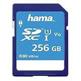 Hama 256 GB SDXC-Speicherkarte, Class 10, V10, UHS-I (bis zu 80MB/s, für Full-HD- und 3D-Video-Aufnahmen, z.B. Digitalkamera, Camcorder, Videokamera, mit Schreibschutz) SDXC-C