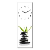 Wanduhr aus Glas, Green Shelter, Steine, Zen, weiß, 20x60 cm von Eurograp