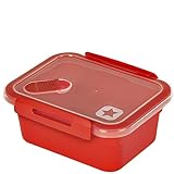 Rotho Memory Mikrowellendose 0,6l mit Deckel und Ventil, Kunststoff (PP) BPA-frei, rot, 0,6l (15,0 x 12,0 x 6,8 cm)