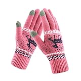 Mymyguoe Fahrradhandschuhe Winter kreatives und modisches Handy mit gestrickten Bildschirmhandschuhen, dick und warm Erwachsene Damen Herren- und Damenhandschuhe mit Hirschdruck