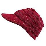 JJggsi4 Gestrickte Schirmmütze Damen Warme Beanie Mütze mit Schirm Winter Wolle Dicke Baskenmütze Outdoor Skimütze Elegant Wintermütze Teenager Mädchen F