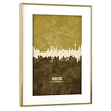 artboxONE Poster mit Rahmen Gold 45x30 cm Koblenz Germany Skyline Brown von Michael Tompsett - g