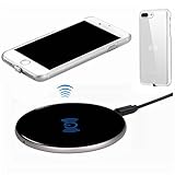 Kabelloses Ladegerät-Set für iPhone 7 Plus, hanende [Schlaffreundlich] Qi Wireless Charging Pad und Wireless Receiver Case für iPhone 7 Plus (Silber)