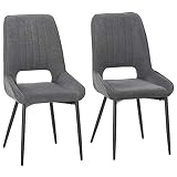homcom Set mit 2 modernen und gepolsterten Stühlen für Küche, Esszimmer oder Wohnzimmer, aus Stoff, Grau, 59,5 x 50,5 x 92