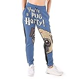 LAOLUCKY Damen Sweatpants Jogger Jersey Pants Mode Casual Sport Hose, You're a Pug Harry White, XXL