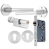 Türdrücker mit Schloss, Innentürschloss Raum Aluminium Wohnzimmer Türschloss Hohe Sicherheit Leise Antikollision Zart Elegant für S