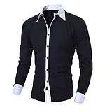 XPDD Herren Hemden Herren-Langarm Hemd Slim-Fit Einfarbig Regular Blumendruck Button-down Herrenhemden Kurzarm-Hemden Freizeit-Hemd Business Party Freizeit Shirt Langarmhemd für M