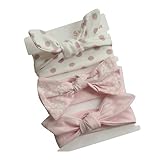 COUXILY 3 Stück Baby Mädchen Stirnband 100% Baumwolle Haarband mit Bogen für 0-24 Monaten (B02)