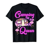 Camping Queen Camper Lady Flamingo Wohnwagen Abenteuer Reise T-S