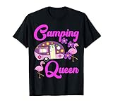 Camping Queen Camper Lady Flamingo Wohnwagen Abenteuer Reise T-S