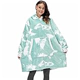MWYS Hoodie-Frauen übergroßen Winterpullover-Fleece-Kapuzenpullover-Jumper-Robe-Damen Fernseher Decke mit Hülse (Color : C, Size : One Size)