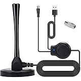 Kafeiya DVB-T2 TV-Antenne,leistungsstarke Zimmerantenne 4K HD TV interne und Externe Empfangsantenne,HD Free,TV-Programmempfänger,mit Magnetfuß,5m Kabel (schwarz)
