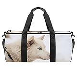 KoIjYtI Reisetasche Sporttasche Weißer Hund Rucksack-Handgepäck Mit Nassfach & Männer Frauen Fitness Tasche Tasche Für Sport Gym Travel Bag & Duffel Bag 24L 45x23x23